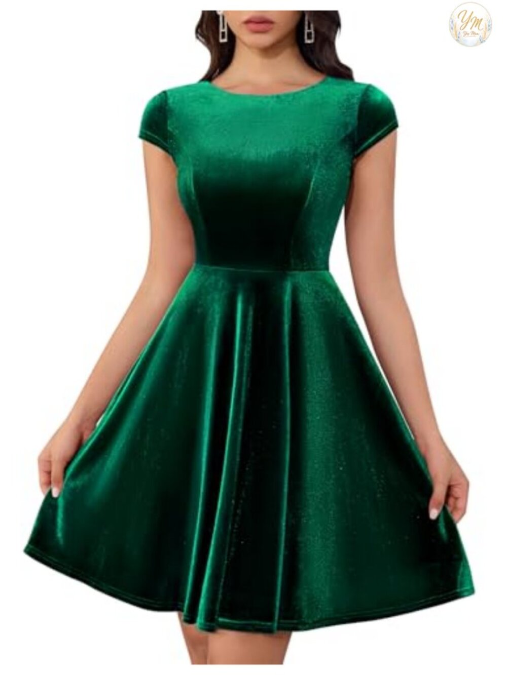 Velvet A Line Dress Cap Sleeve Knee Length Cocktail Party Vintage